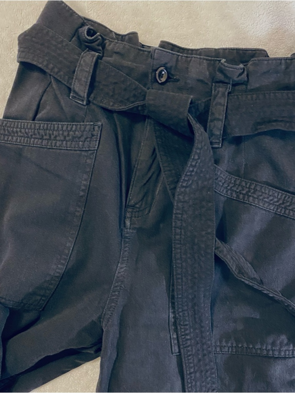 Topshop Black High-Waist Paperbag Trousers